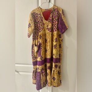 Purple Floral Kantha Dress